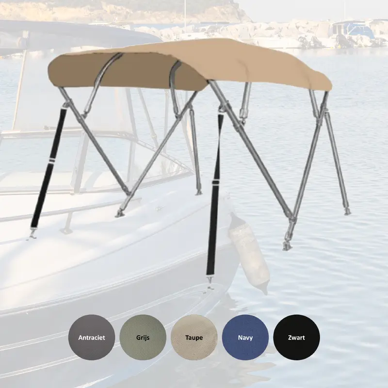 Biminitop 4-boogs Sunmaster Basic Line – 244 cm | 22 mm RVS | lichtgrijs