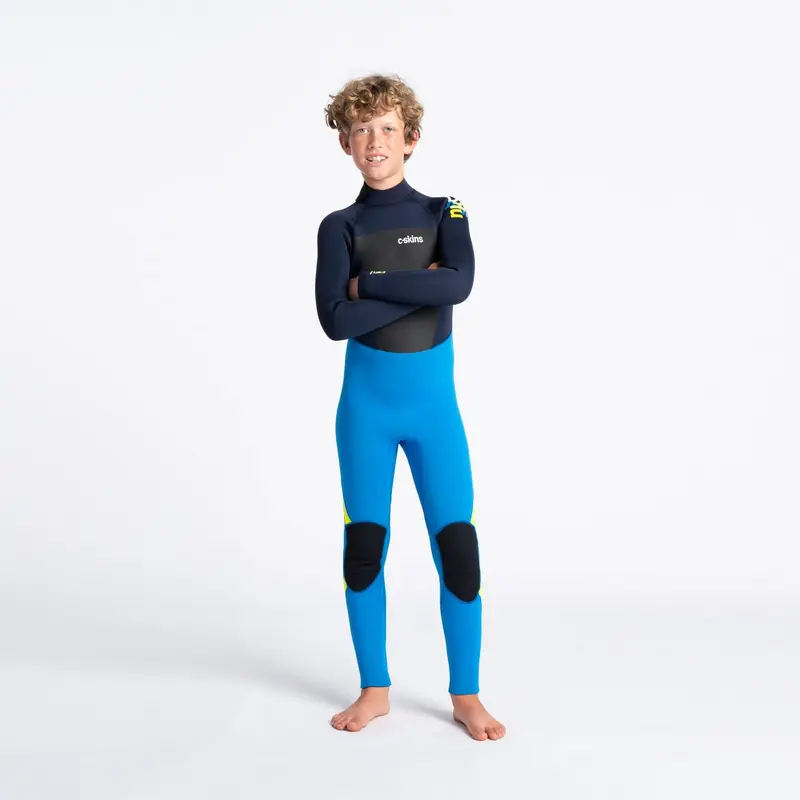 C-Skins Legend Kids 4/3 Back Zip Cyan Slate Multi
