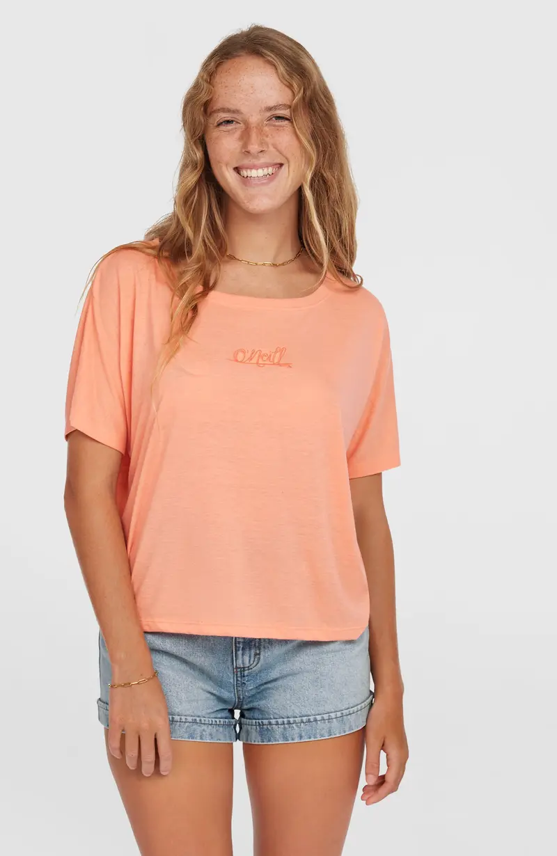 Essentials Script Drape T-Shirt | Coral Pink