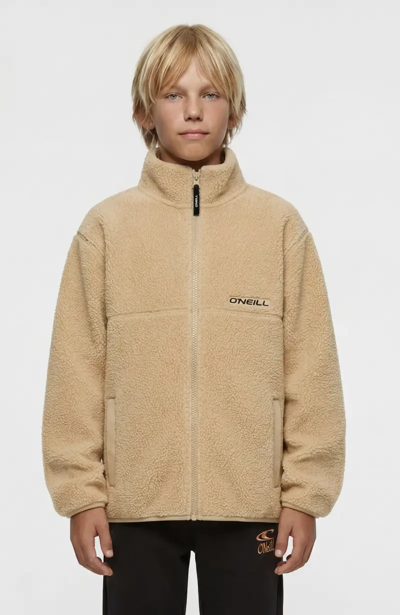 High-Pile Full-Zip Fleece | Olive Blush