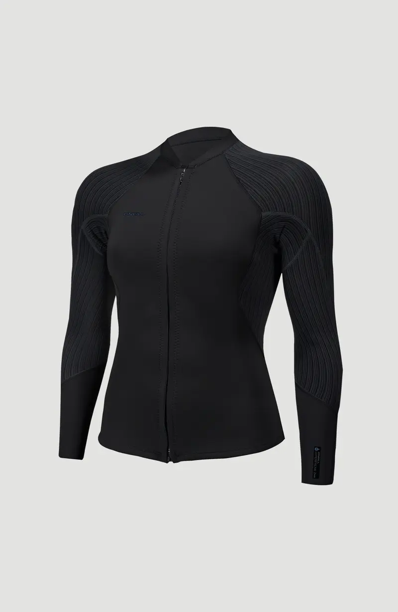 Hyperfreak 2/1.5mm Front Zip Wetsuit Jacket | BLACK/BLACK