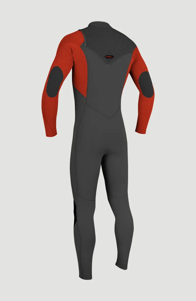 Hyperfreak Plus 4/3mm Chest Zip Full Wetsuit | RAVEN/RAVEN/FIRE RED