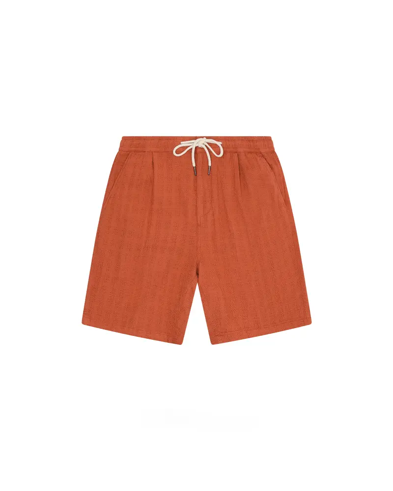 KnowledgeCotton Apparel Fig Loose Structure Shorts Burnt Brick