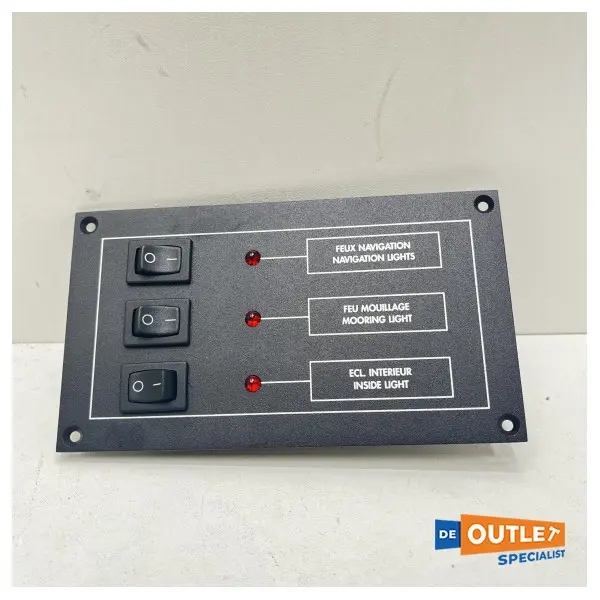 Max Power 3-switch light panel 10A - 12V - 93001