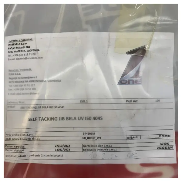 One Sails Self Tacking Jib Bela UV for Elan 404S