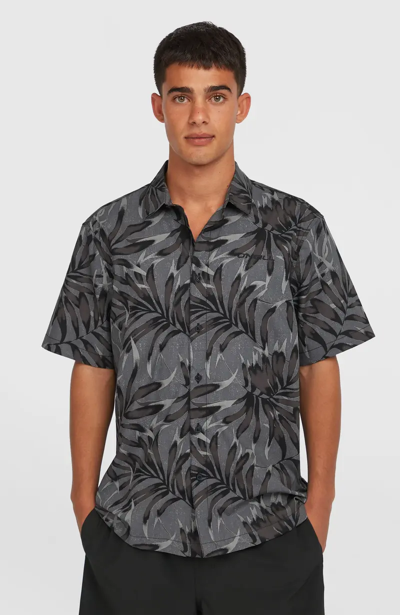 Print Shirt | Black Dipped Leaves