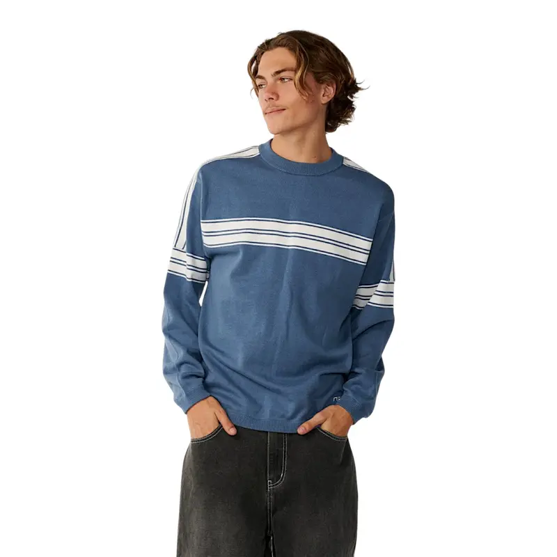 Rip Curl Archive Twu Stripe Crew Knit Bluefin
