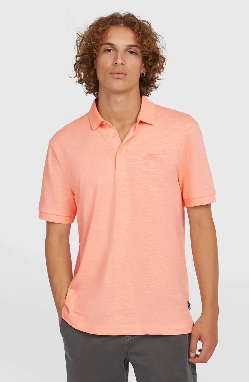 Slub Small Logo Polo | Coral Pop