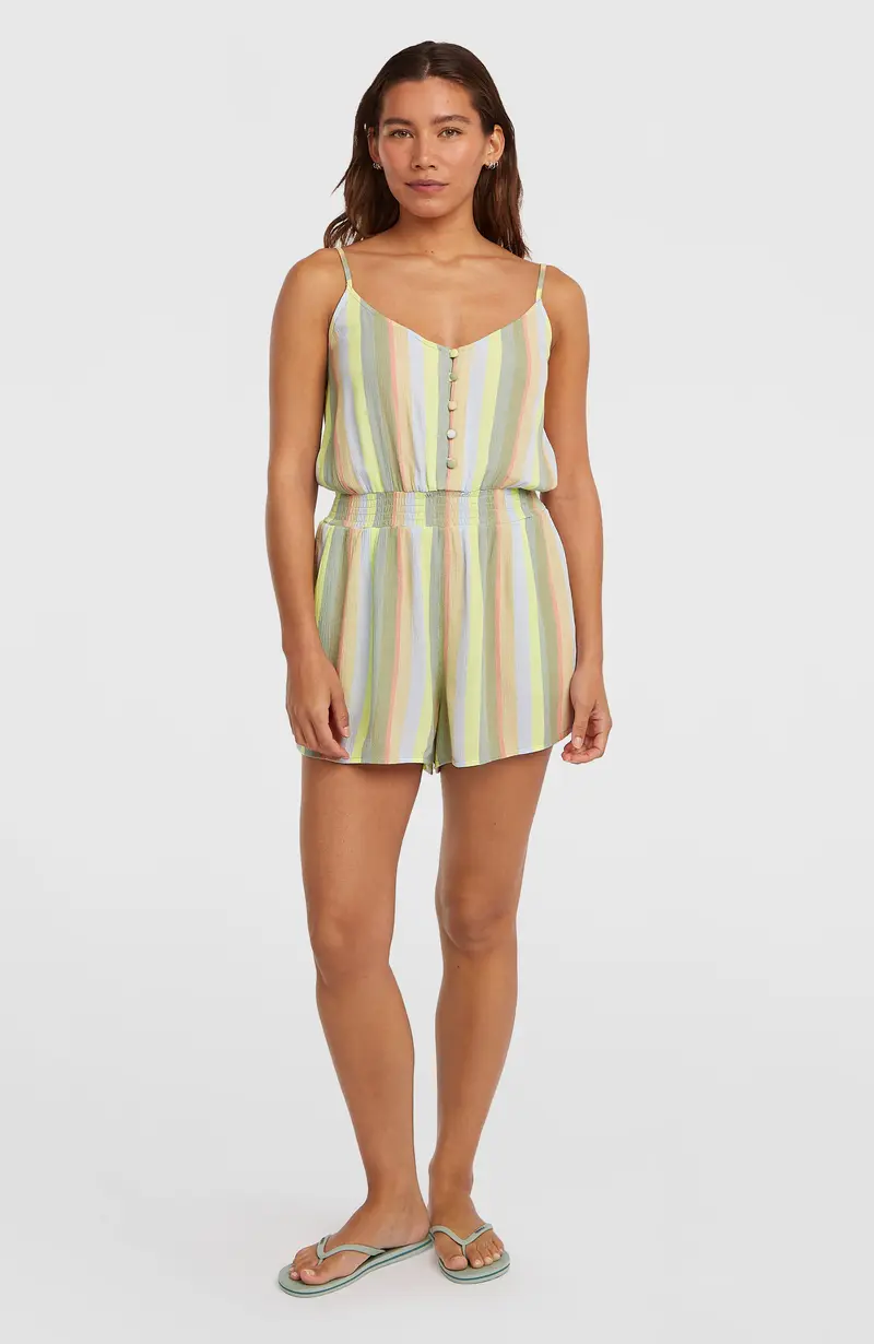 Thin Strap Buttoned Romper | Multi Must Haves Stripe