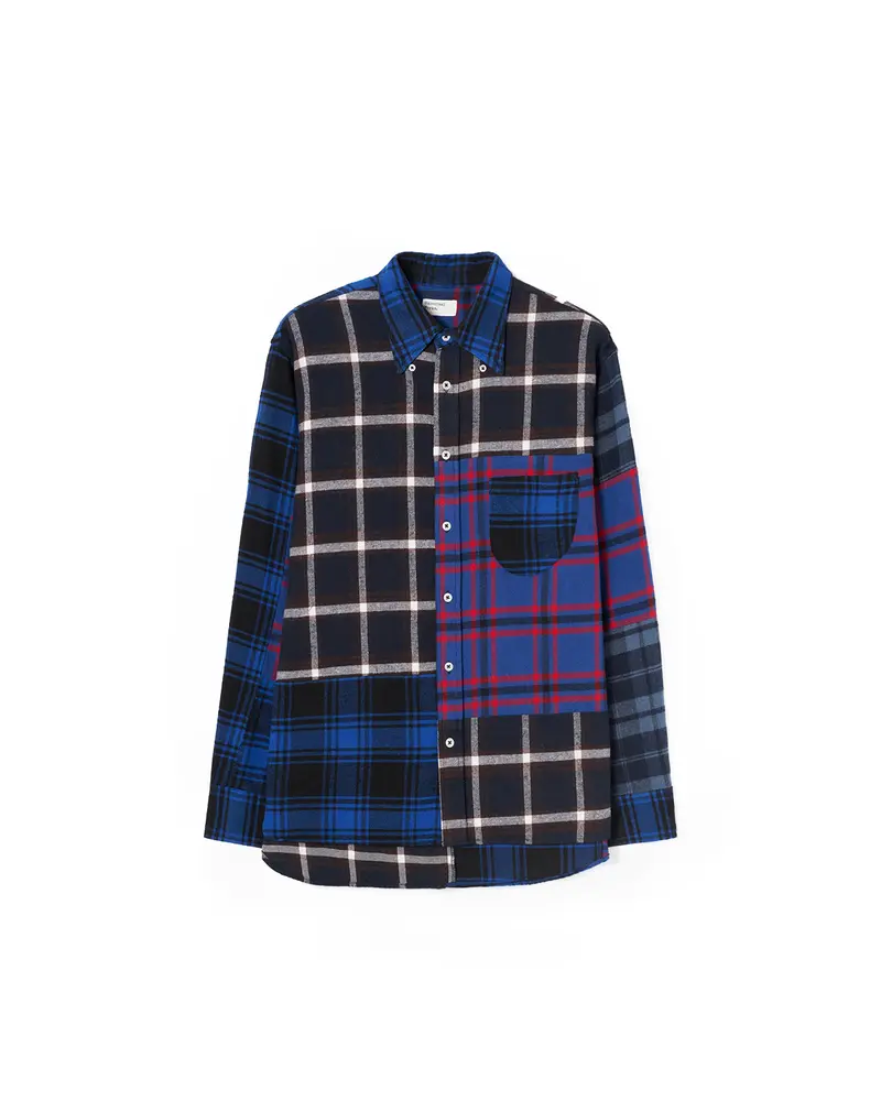 Universal Works Lazy Day Shirt Patchwork Checks Blue