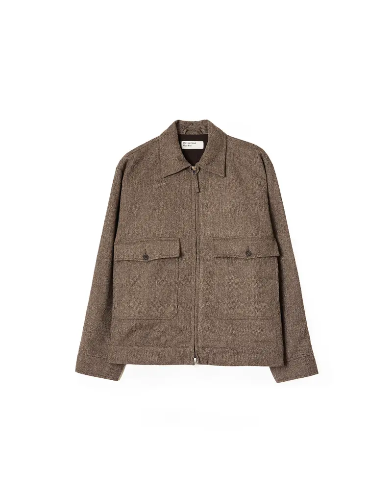 Universal Works S130 Jacket Wool Herringbone Brown