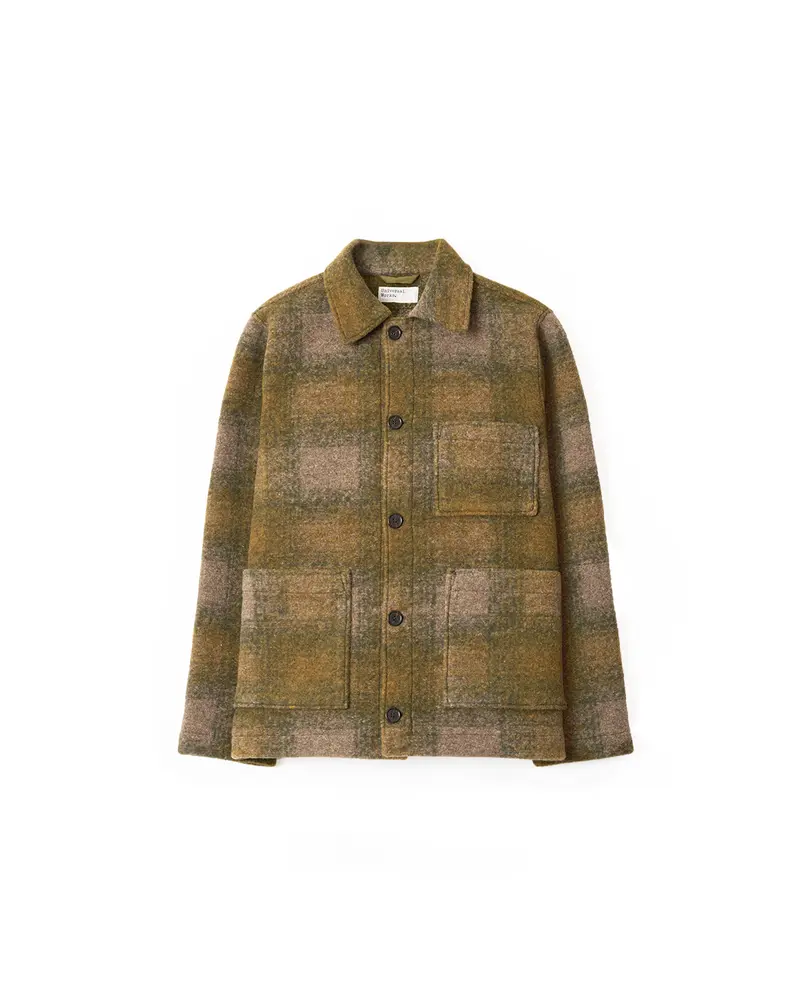Universal Works Tag Jacket Techno Melton Check Olive