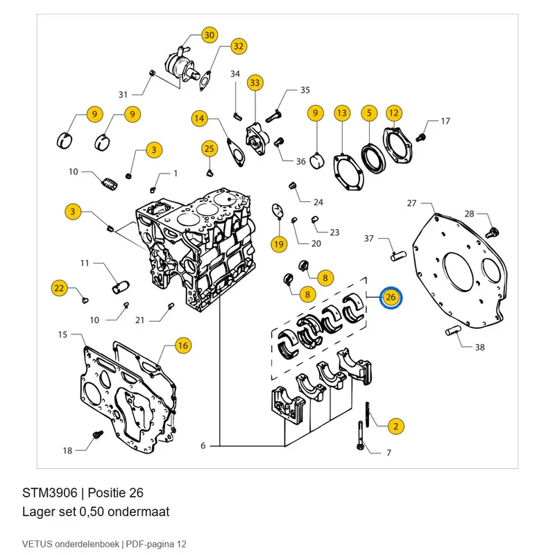 Vetus Lager set 0,50 ondermaat - STM3906