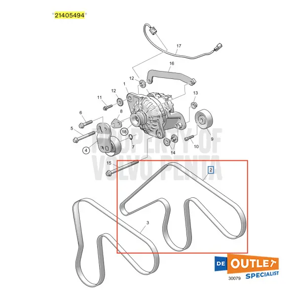 Volvo Penta dynamo riem | v-snaar - 21405494