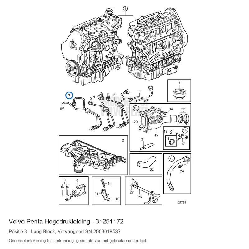 Volvo Penta hogedrukleiding - 31251172 (gebruikt)