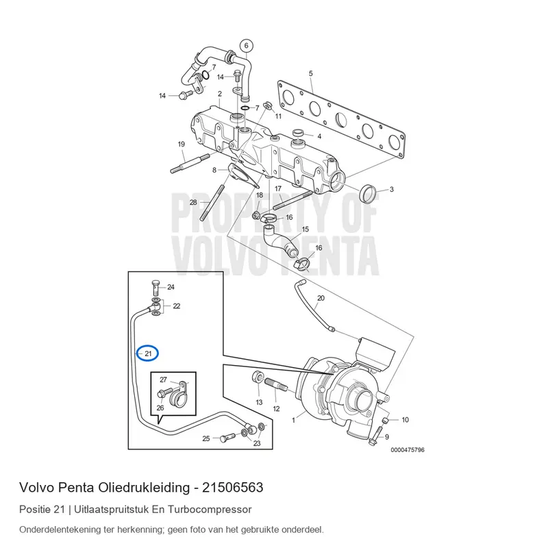 Volvo Penta oliedrukleiding - 21506563 (gebruikt)