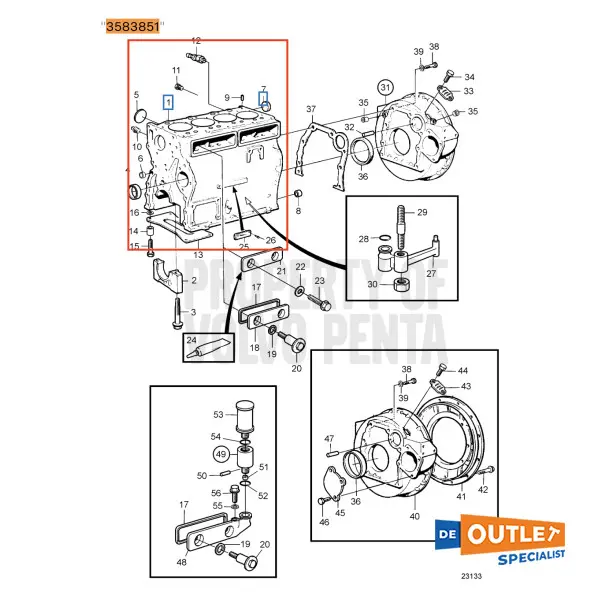 Volvo Penta TAMD31M engine block used - 3583851
